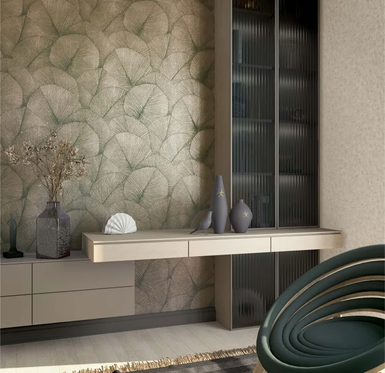 Leaves minimalist wallpaper perfect for living room